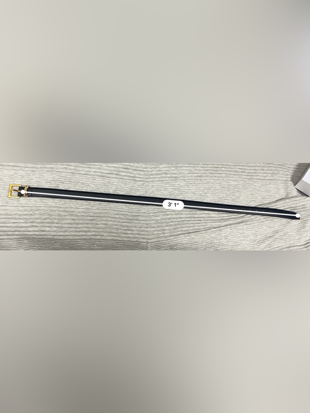 Black Leather Logo Belt with Gold Hardware - Picture 2 of 2